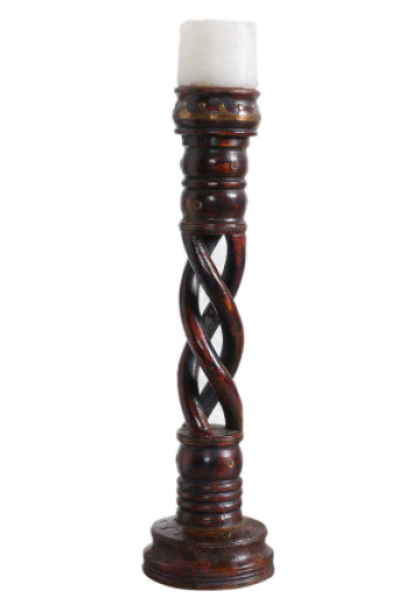 SPIRAL WOODEN CANDLE STAND (BROWN) SPIRAL WOODEN CANDLE STAND (BROWN)